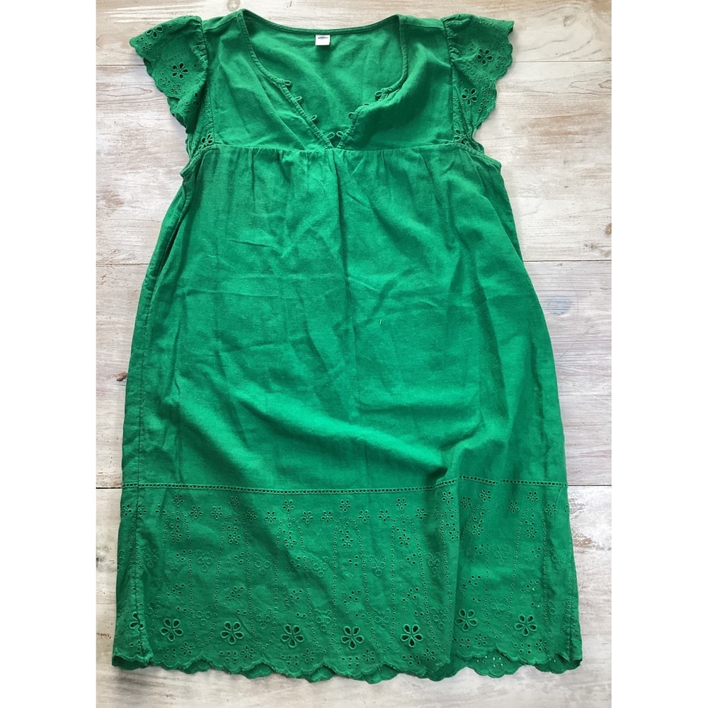 Green Eyelet Flutter Sleeve Linen Blend Dress Women's Size M
St pattys easter